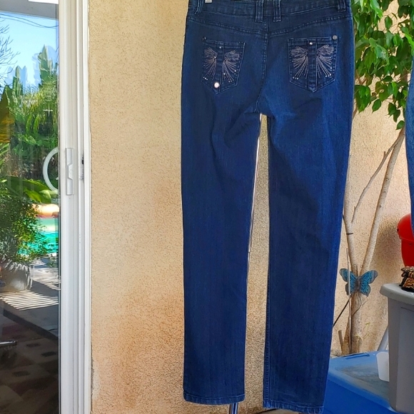 RELEDITAS, MID-RISE, SKINNY LEG, DARK DENIM JEANS SIZE 9 - Picture 4 of 5